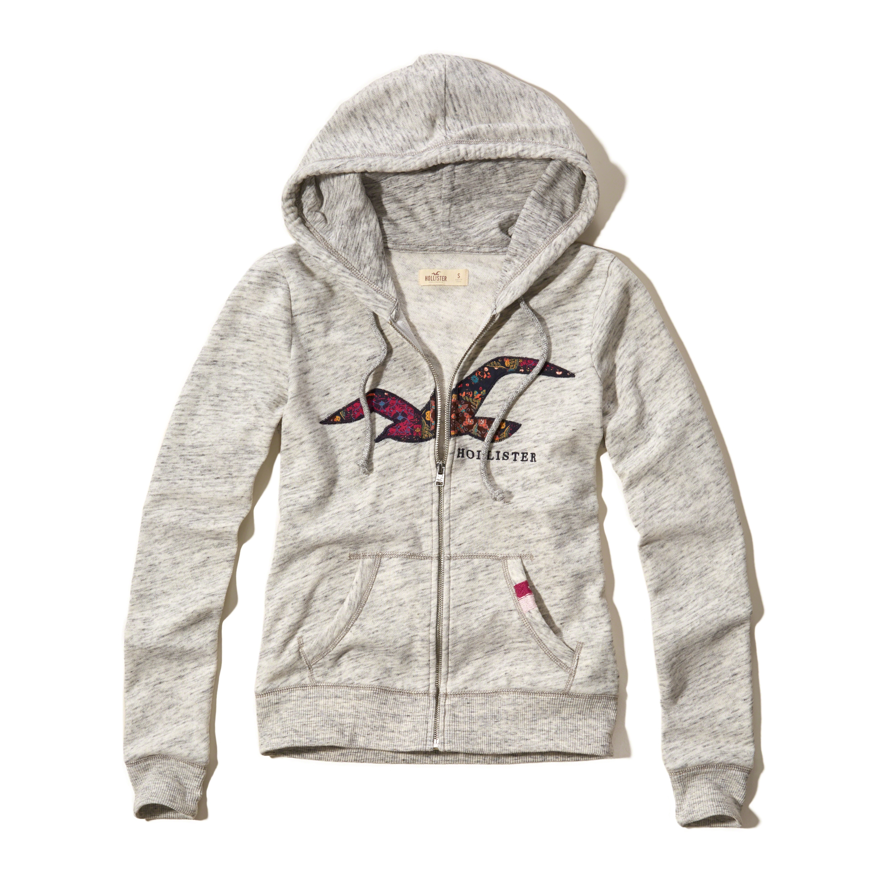 Hollister Floral Print Graphic Fleece Hoodie In Heather Grey Gray Lyst